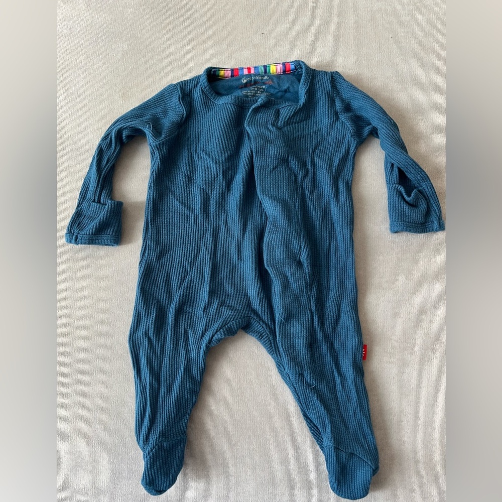 NB Magnetic Me blue waffle modal footie